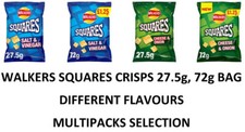 WALKERS Squares Choose from Different Flavours 27.5g, 72g Bags (PACK OF 15, 32)