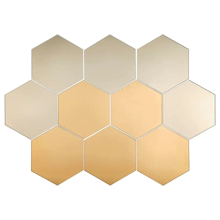 IKEA Honefoss 10 Piece Hexagonal Chrome Brass Mirrors Julia Treutiger OPEN BOX