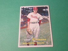 1957 TOPPS CURT SIMMONS #158 PHILADELPHIA PHILLIES HIGHER GRADE NO CREASES