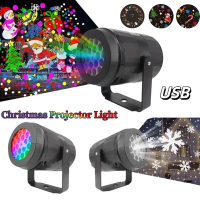 Christmas Star Shower Slide Show Laser Projector Light Whit Snow Projection Lamp