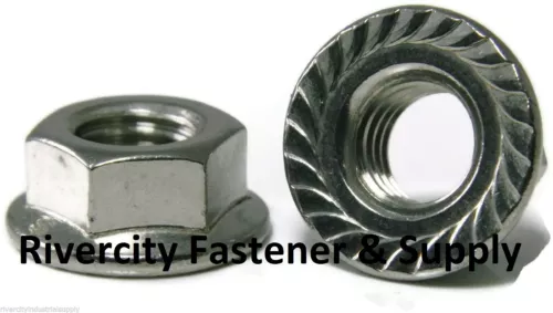M10-1.5 Stainless Flange Nuts M10x1.5 Nut 10mm x 1.5 Serrated Flare whiz nuts