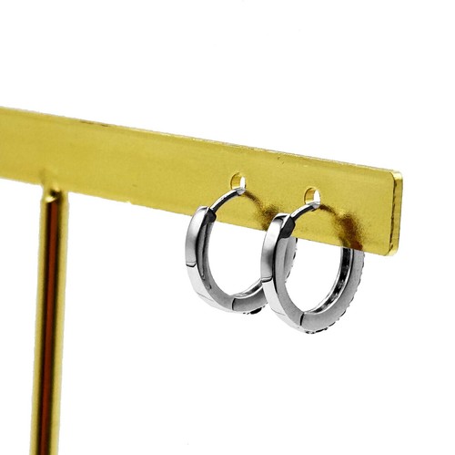 Coppia di Orecchini a Cerchio Crystal in argento 925 rodiato - Hoops Collection - Foto 20 di 56