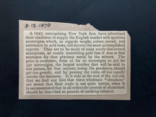 1870 New York soverigns text London history print clipping