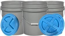 5 Gallon Food Grade Buckets BPA Free Aqua lids pails 90mil (Pack of 3) USA made