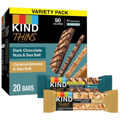 Thins Variety Pack, Dark Chocolate Nuts & Sea Salt, Caramel Almond & Sea Salt...