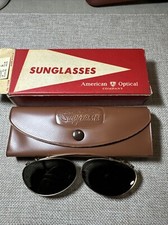 Vintage American Optical 50 Clip-On Gold Tone Sunglasses