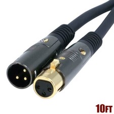 10FT Premium 3-Pin XLR Male to Female Microphone Mic Cable Extension Cord Gold