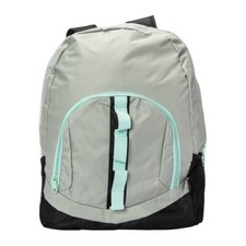 Teal Grey Multicolored Backpack with Padded Shoulder Straps and Utility Webbing