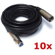 10 Pack Lot XLR Shielded Balanced Microphone Mic Audio Cable Male to Female 25ft