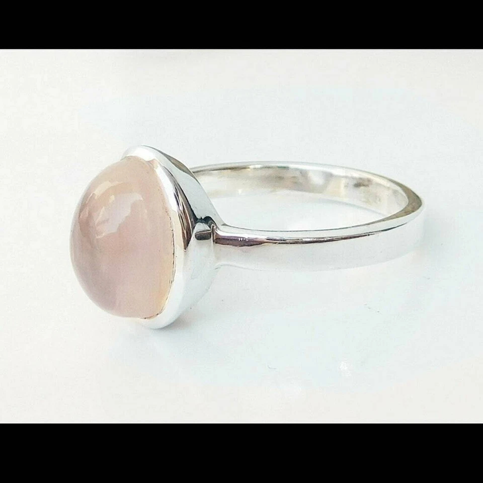 Натуральный 4 карат розовый кварц 925 пробы кольцо камень для мужчины/женщины - Изображение 2 из 4