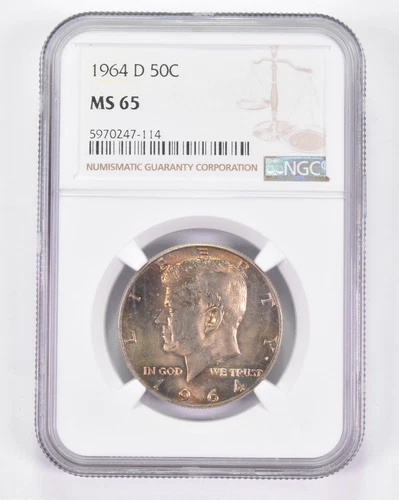 MS65 1964-D Kennedy Half Dollar - Graded NGC Toned! *8940