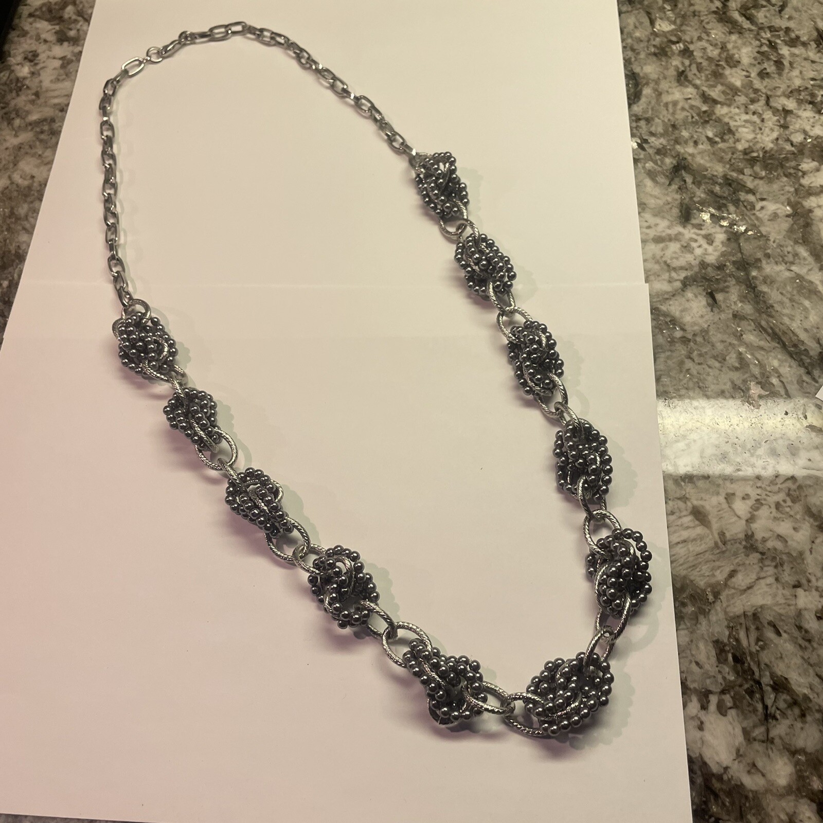 Signed LOFT Silver Tone Long Statement Chain Neck… - image 12