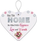 New Home Happiness Love Handcrafted Ceramic Heart Hanging Plaque Boxed Gift