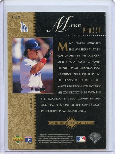1996 Upper Deck Mike Piazza Los Angeles Dodgers #145 Beat Odds βοΈπ₯π― Mint - Picture 2 of 2