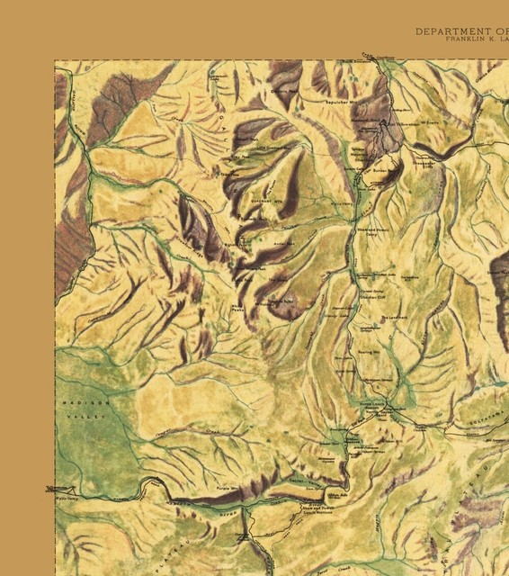 Topo Map - Yellowstone National Park Sheet - USGS 1915 - 23.00 x 25.99 ...