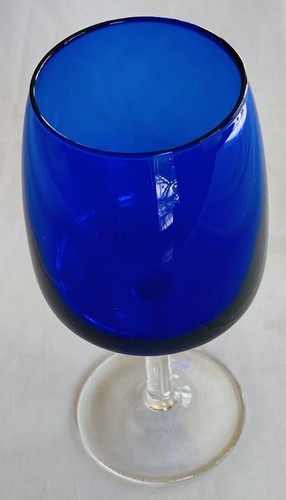 VINTAGE Wine Glasses 5 oz. COBALT BLUE Clear Stem 7-Piece Set - Picture 3 of 6