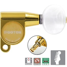 NEW Gotoh SG360-05P1 MG Magnum Locking Set 6 in line Tuners OVAL Buttons - GOLD