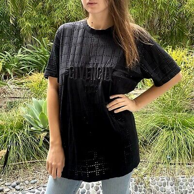 GIVENCHY Black Perforated Logo Oversized Unisex T-Shirt GIVENCHY Black Perforated Logo Oversized Unisex T-Shirt