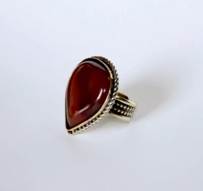 Amber Gemstone & Brass Mood Heart Shape Women Ring - Hazel Eye - Image 1 of 4
