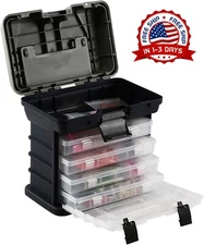 Estuche portátil para accesorios de pesca de 4 capas compacto y portátil US NEW