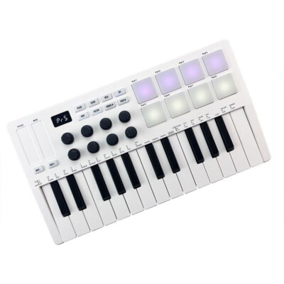M-VAVE SMK-25 White 25 Key MIDI Keyboard Controller with RGB