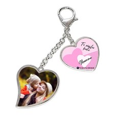 CUSTOM PRINT METAL CHARM HEART KEYCHAIN