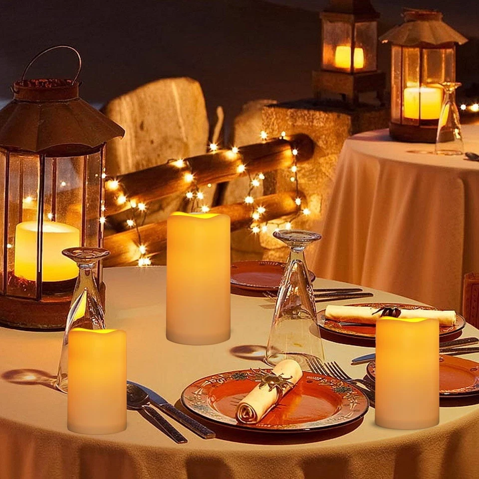 2x Wasserdichte Flammenlose Plastikkerzen im Freien mit Fernbedienung und Timer - Bild 3 von 4