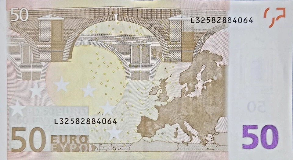 50 EUROS BANK NOTE-2002L-EU-MARIO DRAGHI SIGNED IN MINT CONDITION!FREE SHIPPING - Image 3 of 4