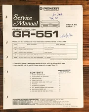 Pioneer GR-551 Equalizer  Service Manual *Original*
