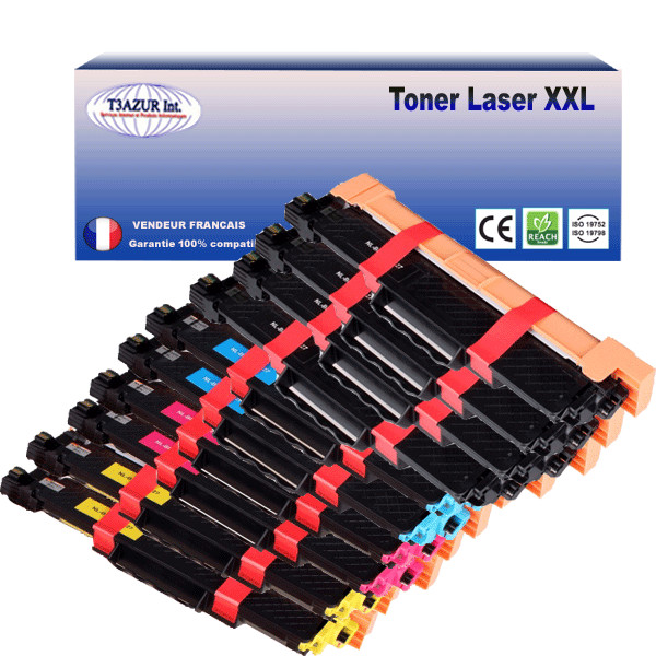Pack de 10 toners compatibles Brother TN247 TN243 pour imprimantes DCP HL MFC couleur noir cyan magenta jaune