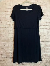 Kindred Bravely Eleanora Bamboo Maternity Nursing Dress Womens XXL Black Stretch