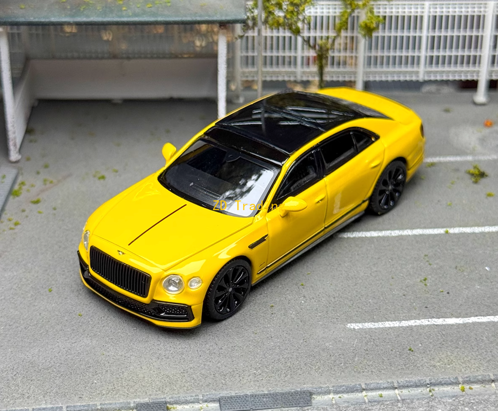 ZD MINIGT 1:64 Yellow Bentley Flying Spur Luxury Sedan Model