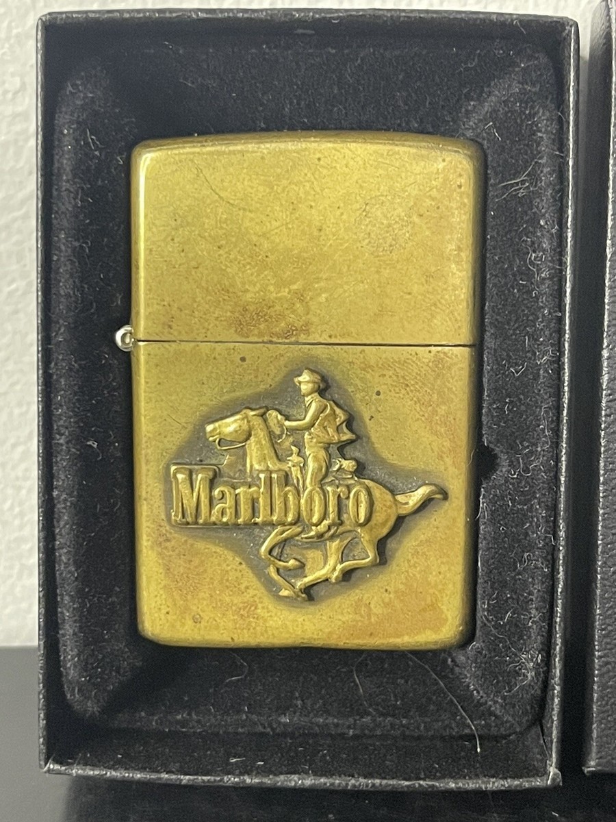 RARE Marlboro Zippo lighter Vintage Brass Riding Cowboy | eBay RARE Marlboro Zippo lighter Vintage Brass Riding Cowboy | eBay