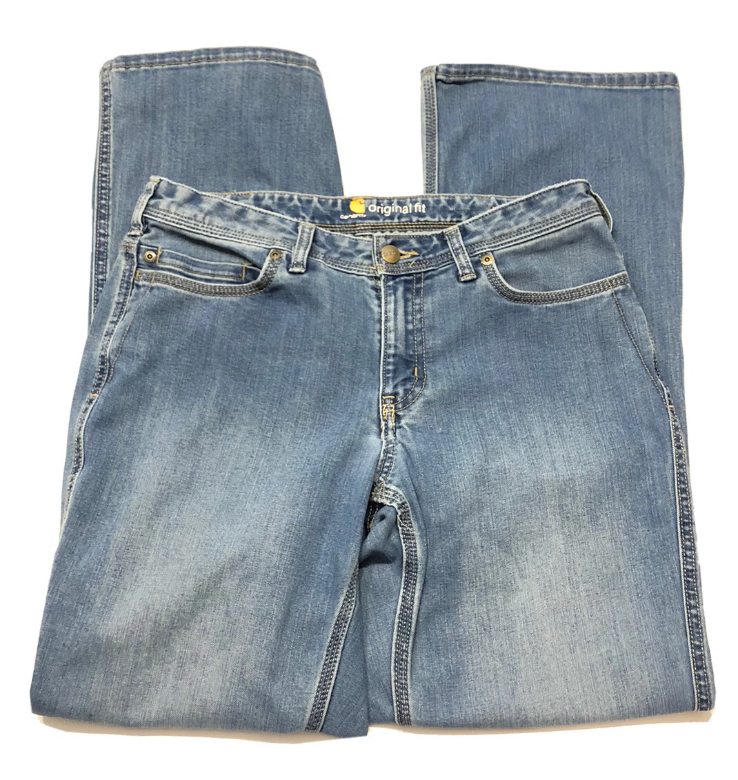Carhartt Jeans Womens Original Fit Bootcut Medium Wash Denim Blue