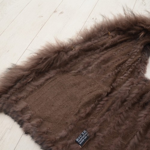 Oakwood Women's Sleeveless Hooded Rabbit Fur Vest Brown Y2K Avant-Garde M-L - Picture 11 of 12