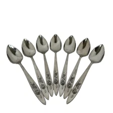 Oneida Community MY ROSE Stainless Fruit Spoon Lot of 7 Grapefruit Flatware