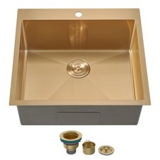 SHACO 18x18 Inch Gold Bar Sink, 18 Inch Drop In Gold Small Kitchen RV Laundry