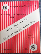 Sligo Rovers v Valkeakosken. European CWC 1st Rd 1st leg. 14 Sept 1983 Programme