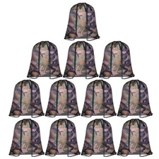 12 PCS Camouflage Drawstring Backpack Bulk Cinch String Sport Bags For Gym