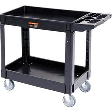 Utility Service Cart, 2 Shelf 550LBS Heavy Duty Plastic Rolling Utility Cart,...