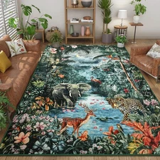 Amearea Jungle 8x10 Large Rugs for Living Room, Washable Area Rug 8 x 10 Fore...