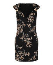 Versace Womens Acanthus Leaf Sequin & Crystal Embellished Minidress