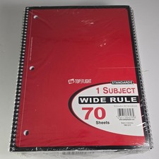 Top Flight 1 Subject Wide Rule Notebook 70 Sheets Pack of 12 Wide Ruled Paper