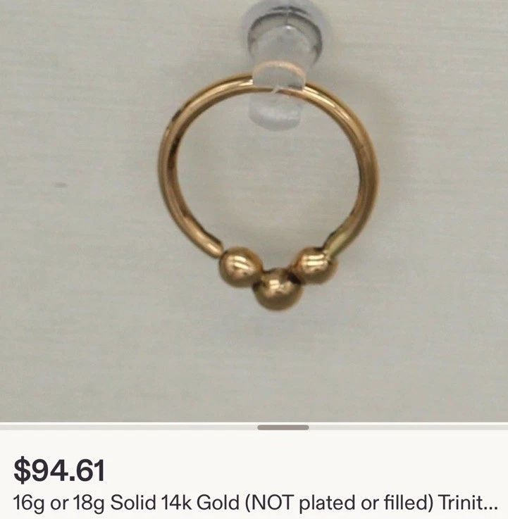 Anillo de oro rosa sólido de 14kt anillo nariz tabique 8 mm 16 gramos 1 pieza Foto 2 de 2