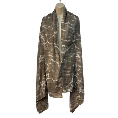 Simply Vera Vera Wang Brown Marble Print Metallic Gold Thread Scarf Wrap Shawl