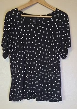 H&M Black And White Bouse 100% Viscose (Rayon) Size L