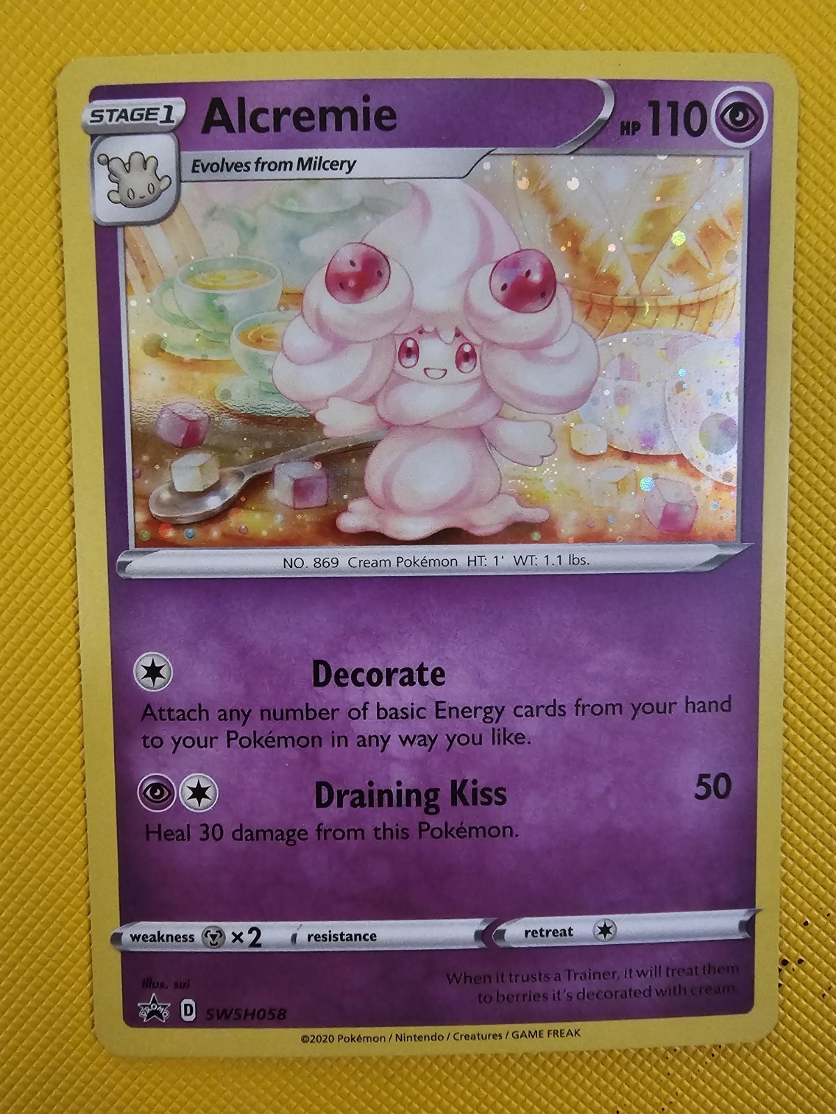 Alcremie Pokémon Black Star Promo SWSH058 Galaxy Holo HD Fart Swirl 🍥 NM