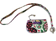 Vera Bradley Floral Fabric ID Holder with Lanyard, Key Ring, and Clear Window