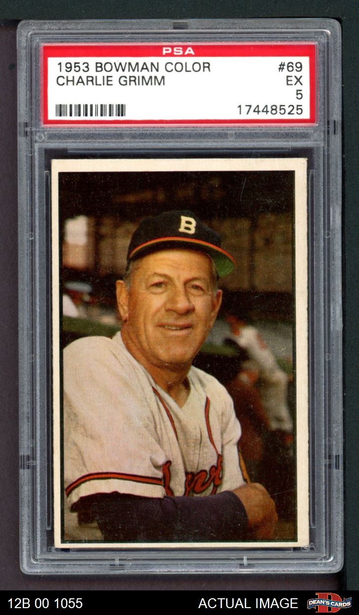 1953 Bowman #69 Charlie Grimm Braves MANAGER PSA 5 - EX