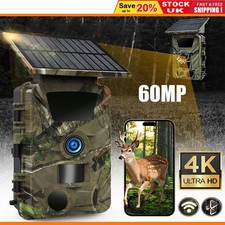 Solar 4K 60MP WiFi Wildlife Trail Camera Waterproof Hunting Game Security Camera